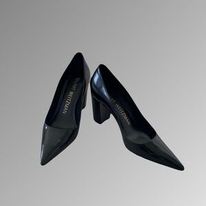 Stuart Weitzman Glossy Block Heels, Pointed Toe